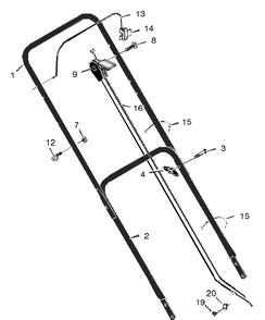 Handle Assembly Diagram and Parts List for 22276X92A 1997 Briggs and Stratton Lawn Mower